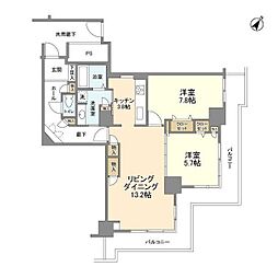 トルナーレ日本橋浜町トルナーレタワー 2LDKの間取図画像