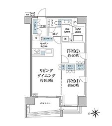 プラウド銀座一丁目 2LDKの間取図画像