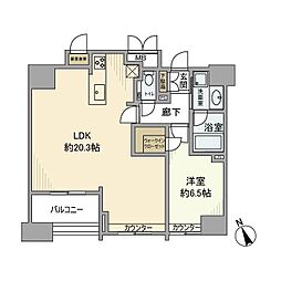 インプレスト東京八丁堀ル・サンク 1LDKの間取図画像
