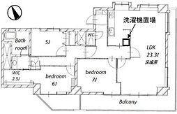 南麻布マンション 3LDKの間取図画像
