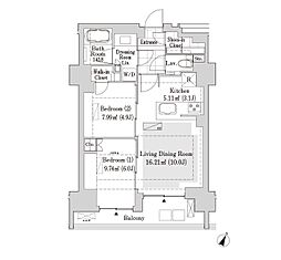 リブクオーレ神保町 2LDKの間取図画像
