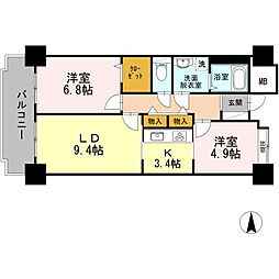 品川シーサイドビュータワー1 2LDKの間取図画像