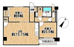 ライオンズマンション上溝 2LDKの間取図画像