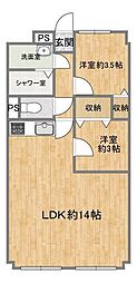 北新宿サマリヤマンション 2LDKの間取図画像