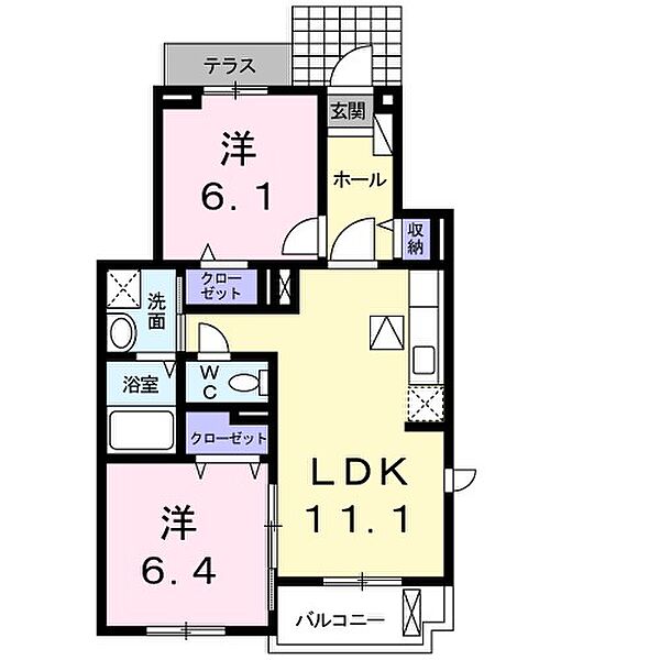REN　V 101｜千葉県野田市木間ケ瀬(賃貸アパート2LDK・1階・56.84㎡)の写真 その2