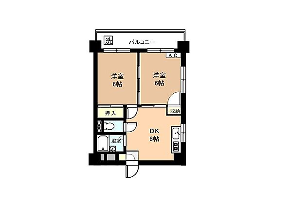 明日香ビル 402｜茨城県取手市新町２丁目(賃貸マンション2DK・4階・39.60㎡)の写真 その2