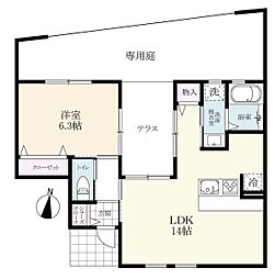 プレミアムテラスFUKURO 1階1LDKの間取り