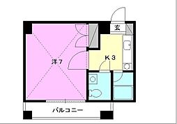 キャッスルEYA2 5階1Kの間取り