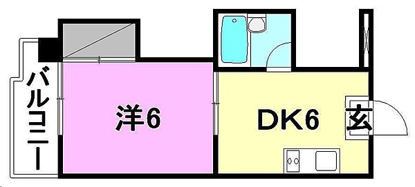 第2ゴトービル 305 号室｜愛媛県松山市南久米町(賃貸マンション1DK・3階・26.00㎡)の写真 その2