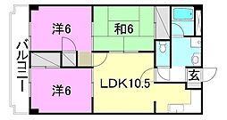 ロイヤルアネックス土居田 3階3LDKの間取り