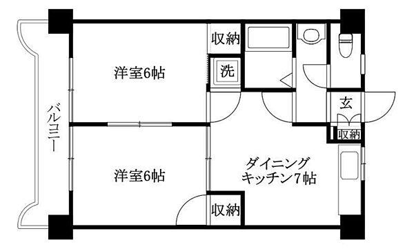 第82杉フラット 405 号室｜愛媛県松山市久万ノ台(賃貸マンション2DK・4階・40.50㎡)の写真 その2