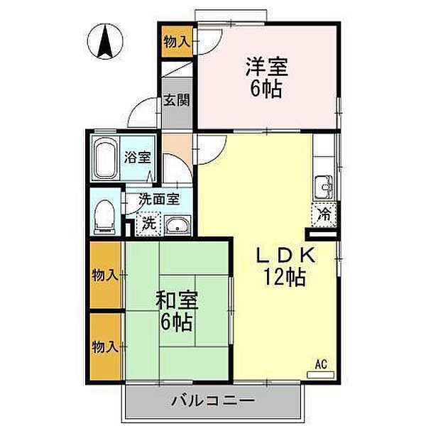 セジュール一色 C201 号室｜愛媛県松山市北斎院町(賃貸アパート2LDK・2階・53.68㎡)の写真 その2