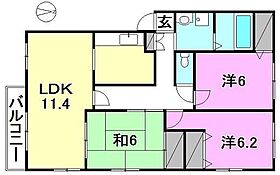 フォブール垣本2 202 号室 ｜ 愛媛県松山市古川北1丁目（賃貸マンション3LDK・2階・67.08㎡） その1