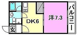 アルファ・ネクスト三番町 1DKの間取図画像
