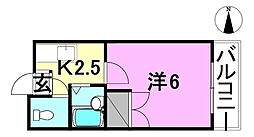 メゾンADハイツ 1Kの間取図画像