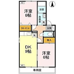 グレイスハイツA 2DKの間取図画像