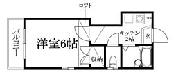 ピスカートル・ケイ 1Kの間取図画像