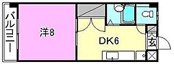 シェレナ辻町 1DKの間取図画像
