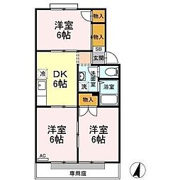 グリーンパーク佐伯 1階3DKの間取り
