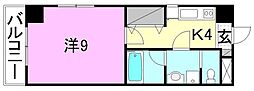 ラルゴ・ヴェローチェ 3階1Kの間取り
