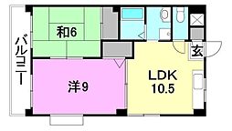 カサブランカ砥部 2階2LDKの間取り