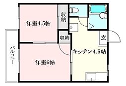 メゾンド田代A 2Kの間取図画像