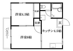 メゾンド田代A 2Kの間取図画像