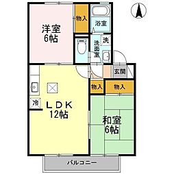 ハイカムール鴨川A 2LDKの間取図画像