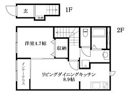パルティール朝日ヶ丘 1LDKの間取図画像
