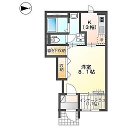 パルティール朝日ヶ丘 1Kの間取図画像