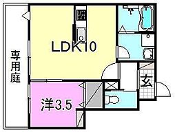 ＨＹＯ−ＤＯＲＵ 1階1LDKの間取り