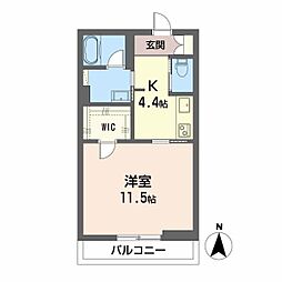 シャーメゾン　セルディーナ 1階1Kの間取り