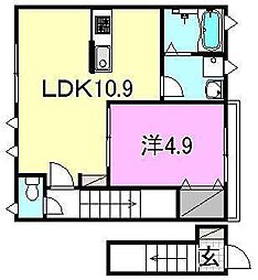ＨＹＯ−ＤＯＲＵ 2階1LDKの間取り