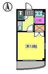 キャンパス中央 1Kの間取図画像
