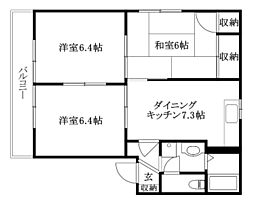 エスポワールＣ棟 203 号室 2階3DKの間取り