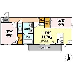 マノワール南町 3階2LDKの間取り