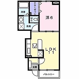 ウインド・ヒル1 1LDKの間取図画像