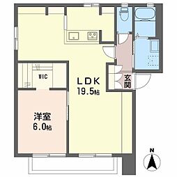 バリュージュ生石A 1LDKの間取図画像