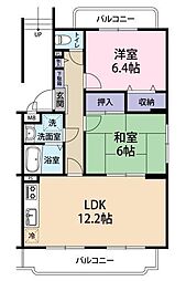 ユーミーひさえだA棟 1階2LDKの間取り