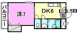 キャンパス東雲 1DKの間取図画像