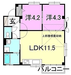 フォブール木屋町 2LDKの間取図画像