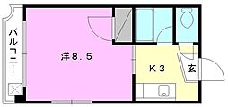 レーベンイケダ第3ビル 1Kの間取図画像