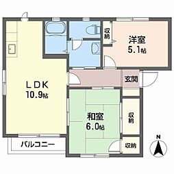 グリーンガーデンA 2LDKの間取図画像