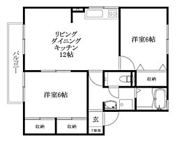 セルーナ椿B 2LDKの間取図画像