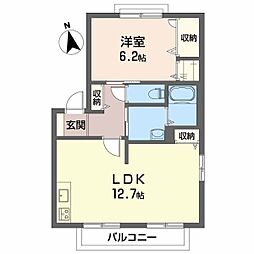 シャーメゾン東垣生B 1LDKの間取図画像