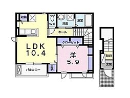 モリジェラート3 1LDKの間取図画像