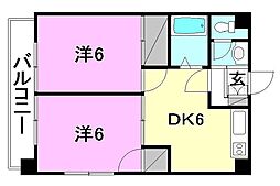 パールクラフト 2DKの間取図画像