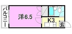味酒ビル 1Kの間取図画像
