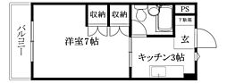 八束ハイツ 1Kの間取図画像