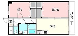グレース久万ノ台 2DKの間取図画像
